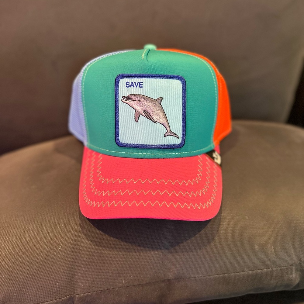 NWT neon Goorin Bros. Save the Dolphin trucker hat rare! Limited Edition - Picture 2 of 7